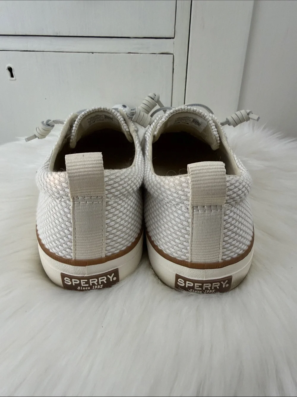 Sperry Cream Woven texture Memory Foam Slip-On Sneakers 10